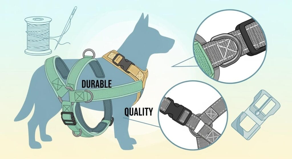 Big harness for dog durability starts with webbing, stitching, and hardware choices