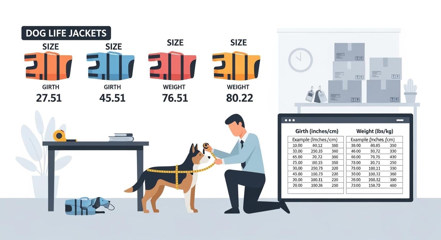 Dog Life Jackets Size and Fit Communication Standard (Girth/Weight) for B2B Pages