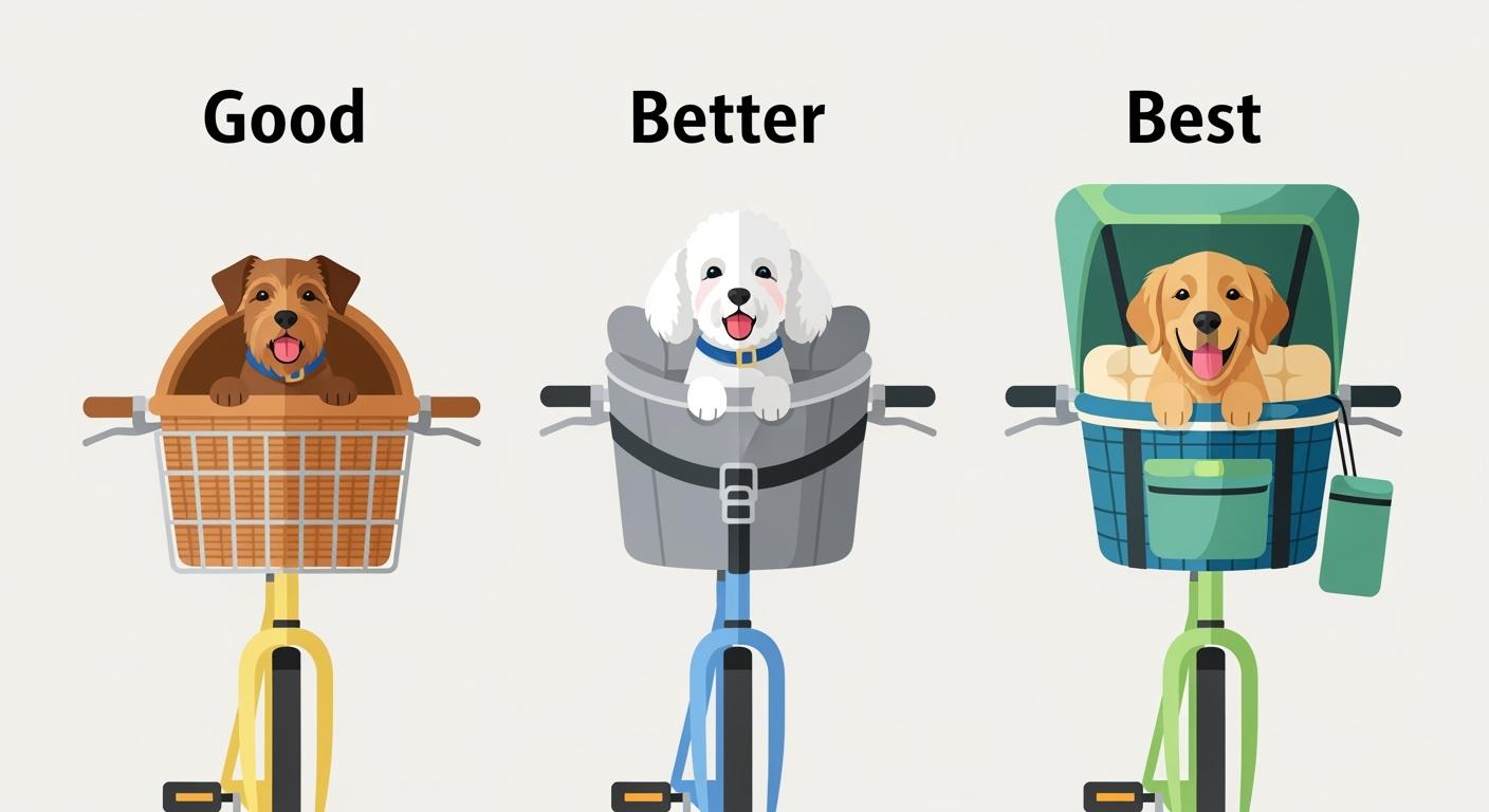 Good, Better, Best Dog Bike Basket What Changes by Tier