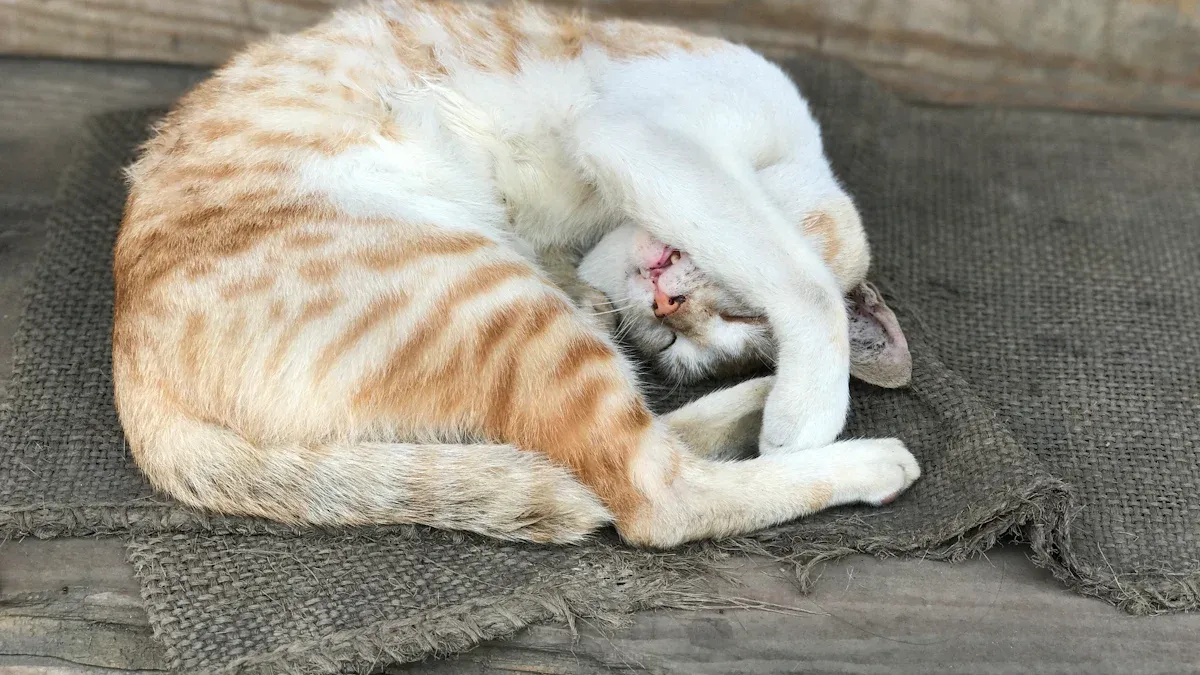 Place the cat bed for quiet, safe rest